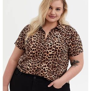 Torrid Leopard Print Challis Button Down